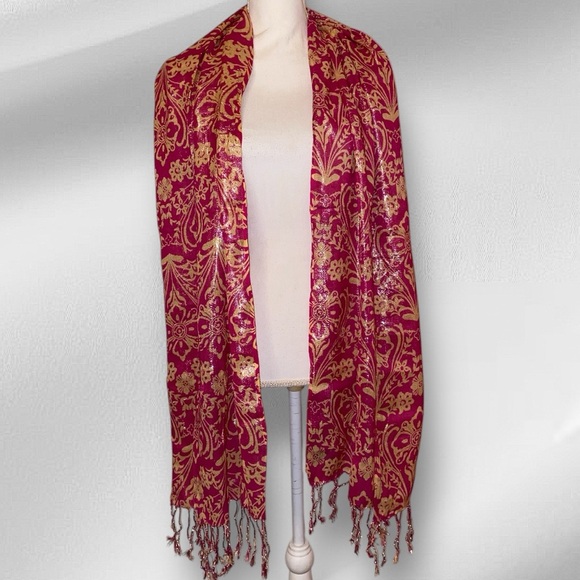 Karma Scarf Pink and Beige 
74” x 23” - Picture 1 of 6